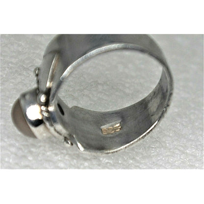 Sterling Silver Moonstone Solitaire Heart Band Ring 6.1g Size 7