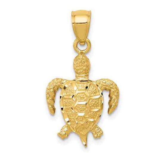 14K Yellow Gold Turtle Pendant