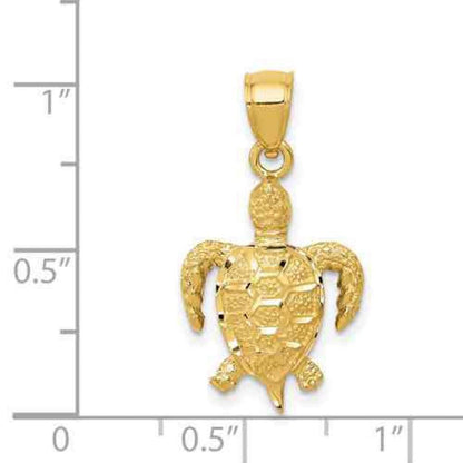 14K Yellow Gold Turtle Pendant