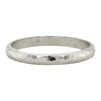 2.2mm Wedding Band Hammered Finish 14k White Gold Ring 1.7g Size 6