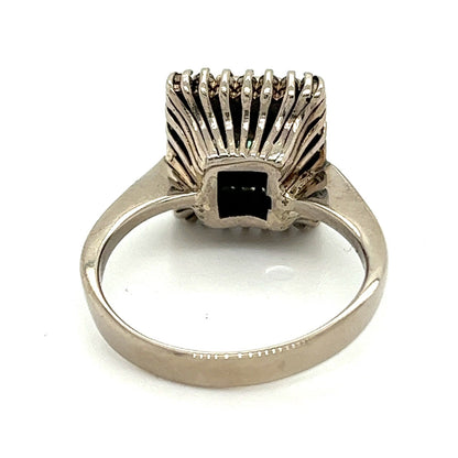 Emerald & 1/2ct Diamond 18k White Gold Ring 5.7g Size 8