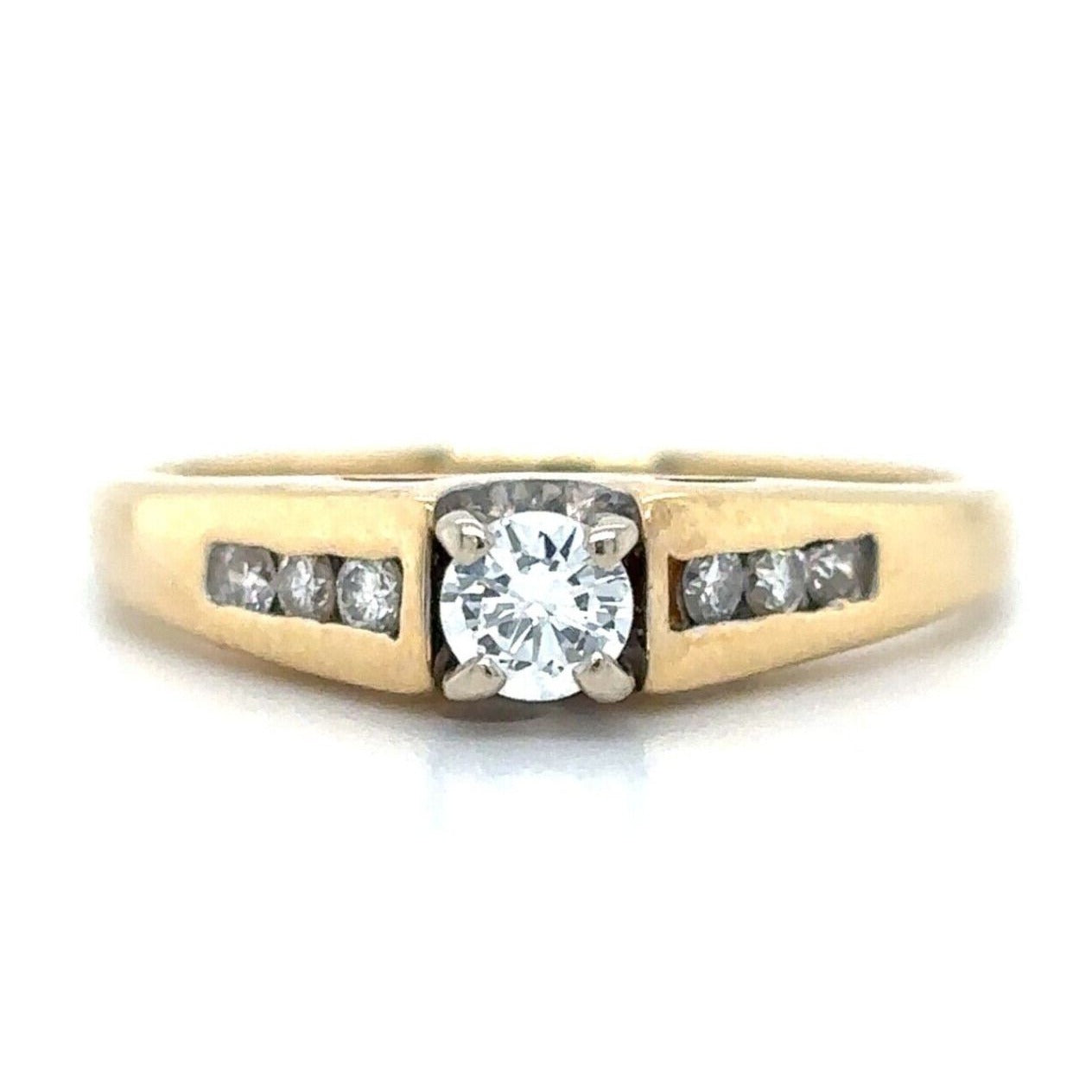 1/4ctw Diamond Solitaire with Accents 14k Yellow Gold Size 6.25 Ring 2.5g