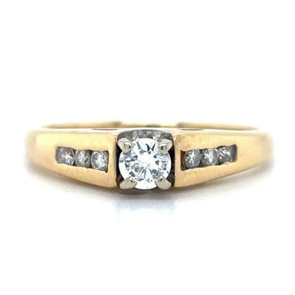 1/4ctw Diamond Solitaire with Accents 14k Yellow Gold Size 6.25 Ring 2.5g