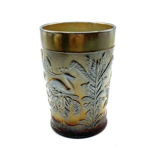 Vintage Carnival Glass Cobalt Blue Bird And Flowers