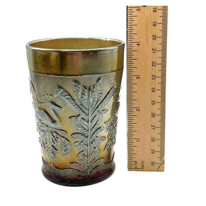 Vintage Carnival Glass Cobalt Blue Bird And Flowers
