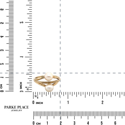 Vintage Pearl 14k Yellow Gold Two-Stone Ring 3.3g Size 6