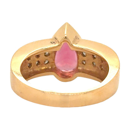 Created Pink Tourmaline & Diamonds 14k Yellow Gold Ring 8g Size 7