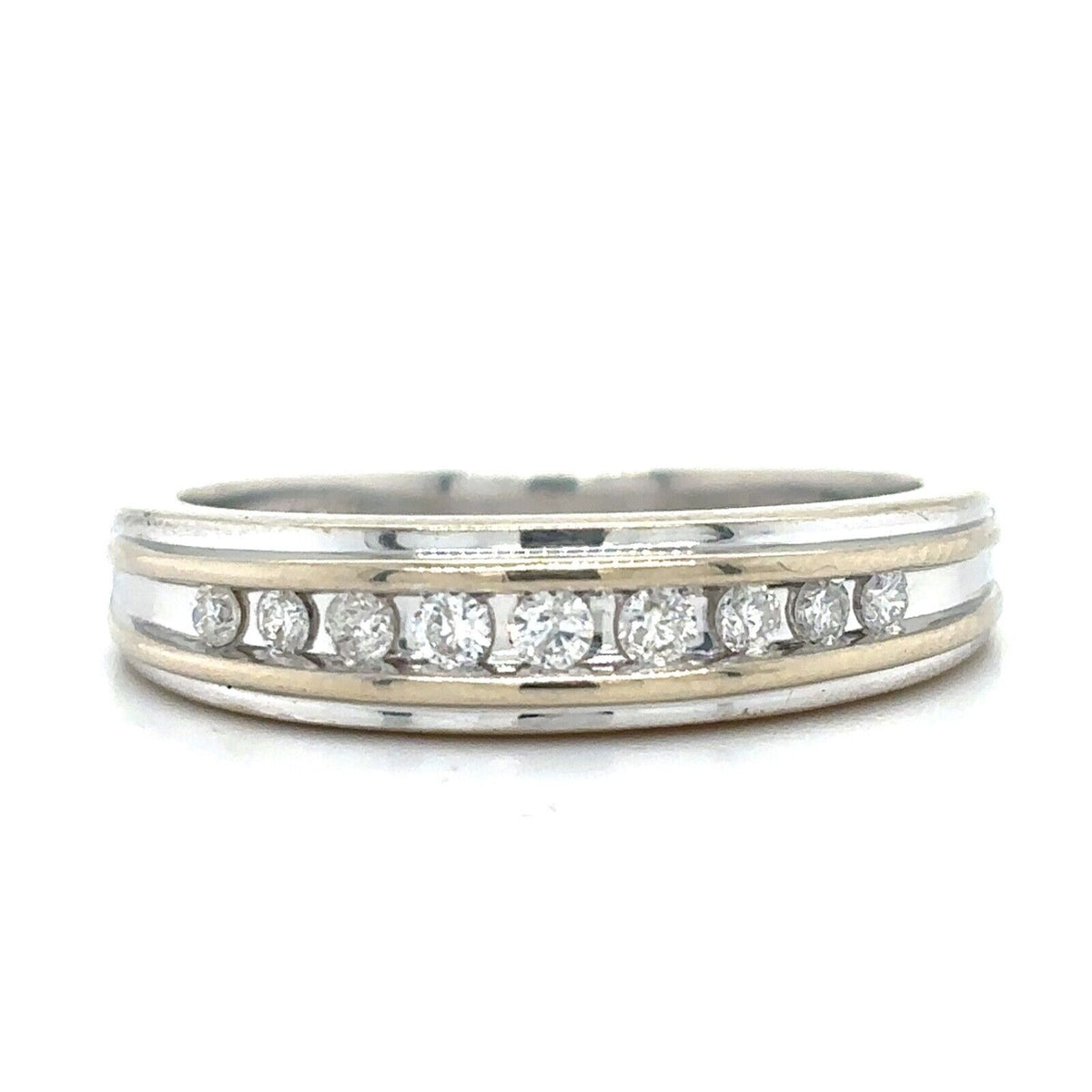 1/10ctw Diamond 14k White Gold Band Ring 3.8g Size 6.75