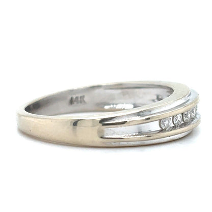1/10ctw Diamond 14k White Gold Band Ring 3.8g Size 6.75