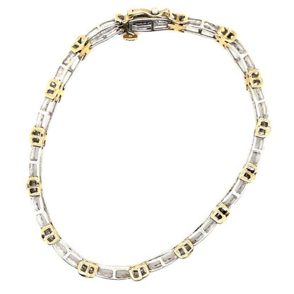 10k Two-Tone Gold 1/2ct Diamond Link Bracelet 7.5 Inches Long 9.8g