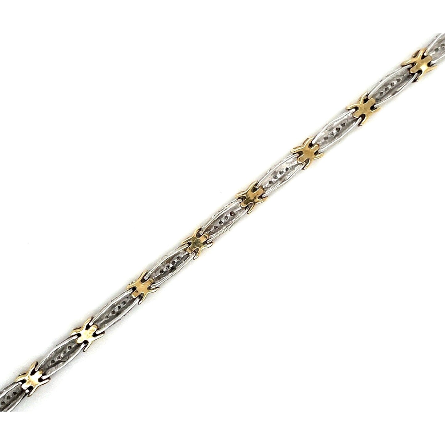 10k Two-Tone Gold 1/2ct Diamond Link Bracelet 7.5 Inches Long 9.8g