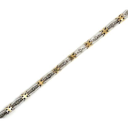 10k Two-Tone Gold 1/2ct Diamond Link Bracelet 7.5 Inches Long 9.8g