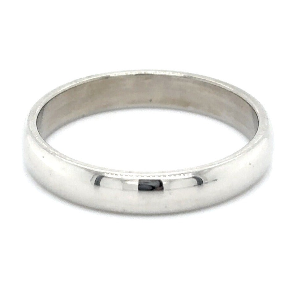 3.9mm Wedding Band Ring 14k White Gold 3.9g Size 8.75