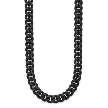 Chisel Stainless Steel Brushed Black IP-plated 10mm 24 inch Curb Necklace
