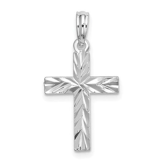 De-Ani Sterling Silver Rhodium-Plated Diamond-Cut Latin Cross Pendant