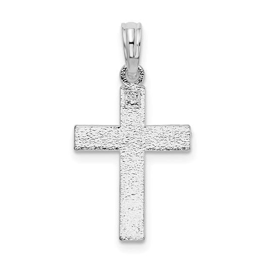 De-Ani Sterling Silver Rhodium-Plated Diamond-Cut Latin Cross Pendant
