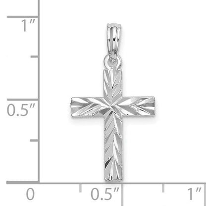 De-Ani Sterling Silver Rhodium-Plated Diamond-Cut Latin Cross Pendant