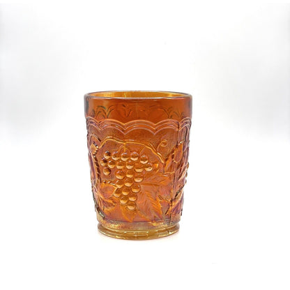 Vintage Carnival Imperial Glass Iridescent Water Glass Marigold Grapes Cup