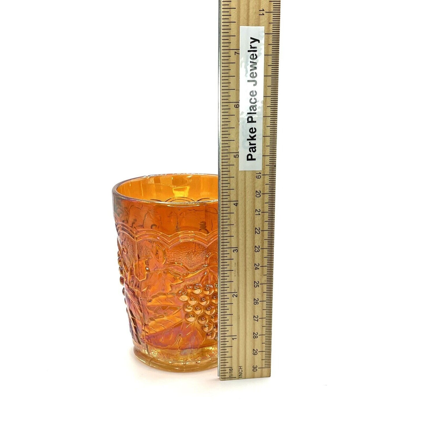Vintage Carnival Imperial Glass Iridescent Water Glass Marigold Grapes Cup