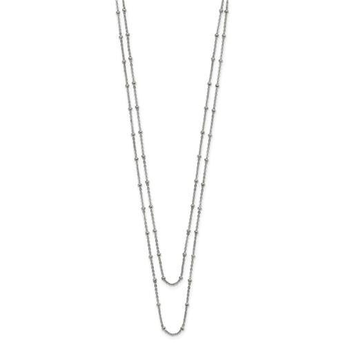Chisel Stainless Steel Polished 2-Strand Beaded 16+1 Inch Necklace