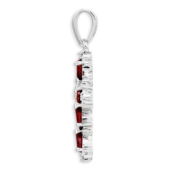Sterling Silver 925 Pear Garnet Cross Pendant