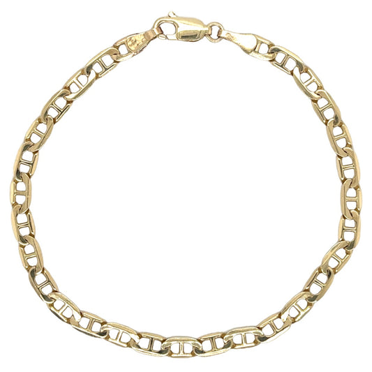 10k Yellow Gold 7 inch 3.6mm Flat Anchor Chain Bracelet 3.6g