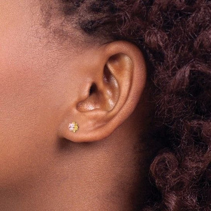 14k Madi K 4mm Round CZ October Birthstone Screwback Post Earrings