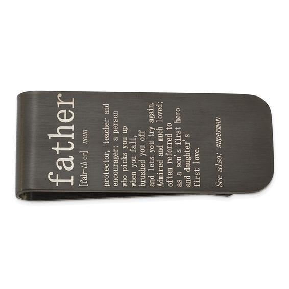 Chisel Stainless Steel Brushed Black IP-Plated Father Money Clip