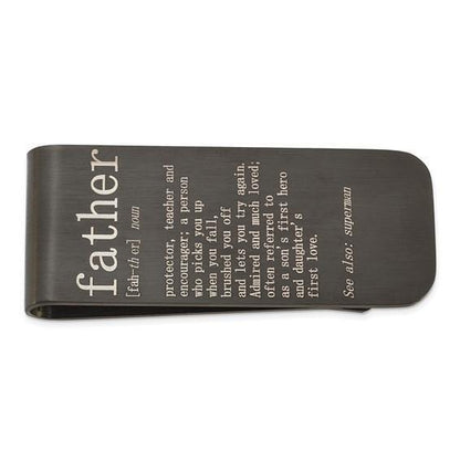Chisel Stainless Steel Brushed Black IP-Plated Father Money Clip