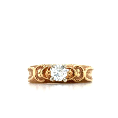 14K Yellow Gold 1/4ct Diamond Solitaire Ring Unique Design 3.4g Size 4.5