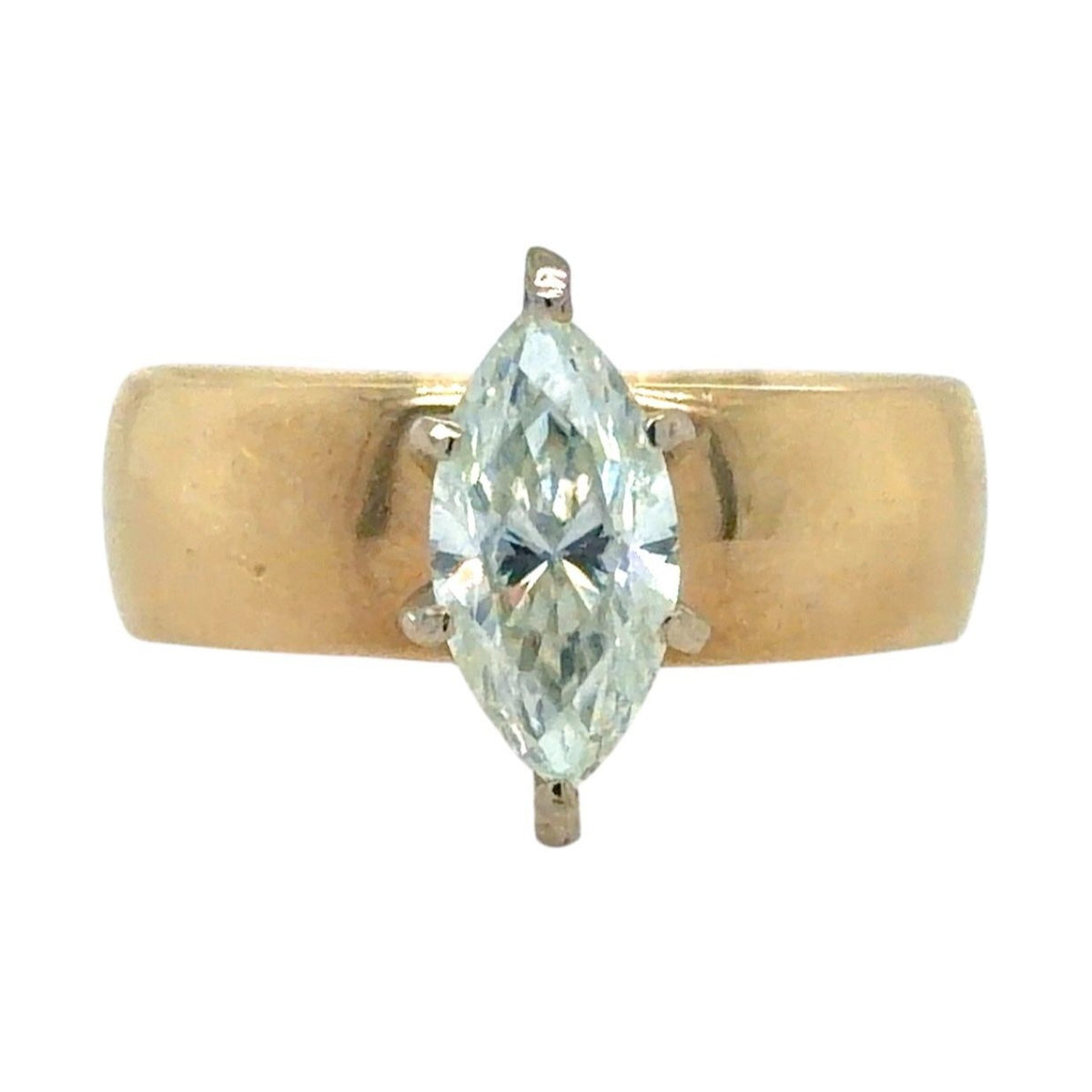 Marquise Moissanite Solitaire 10k Yellow Gold Ring 3.7g Size 6.75