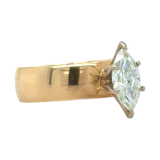 Marquise Moissanite Solitaire 10k Yellow Gold Ring 3.7g Size 6.75