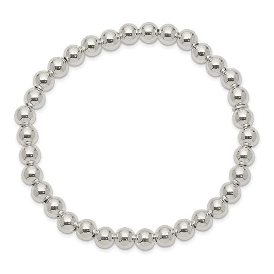 Sterling Silver Bead Stretch Bracelet 6mm