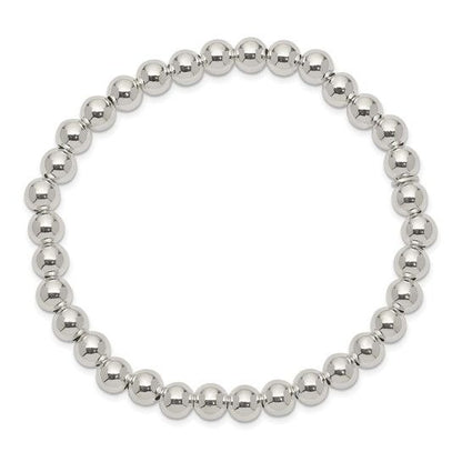 Sterling Silver Bead Stretch Bracelet 6mm