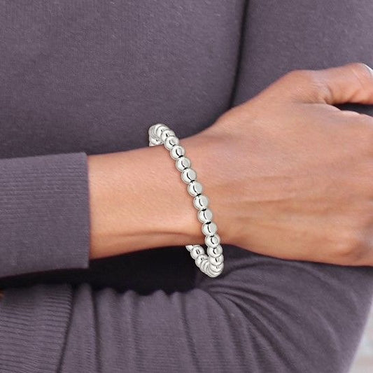 Sterling Silver Bead Stretch Bracelet 6mm