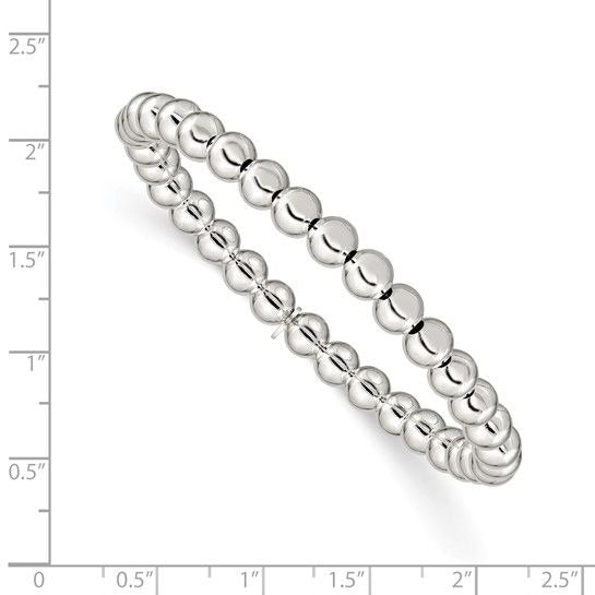 Sterling Silver Bead Stretch Bracelet 6mm