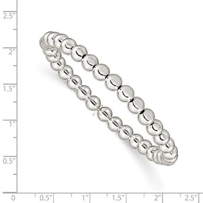 Sterling Silver Bead Stretch Bracelet 6mm