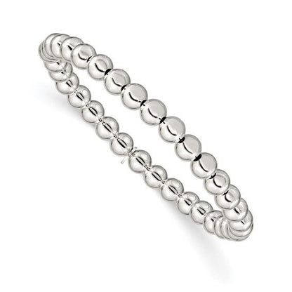 Sterling Silver Bead Stretch Bracelet 6mm