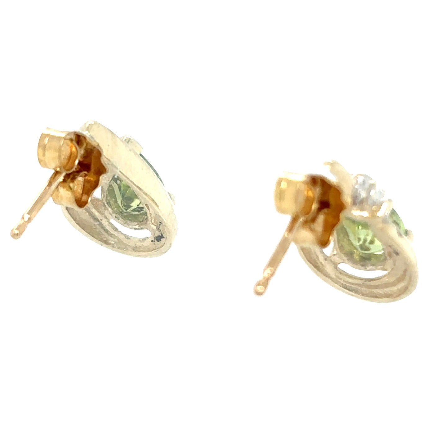 10k Yellow Gold Peridot & Diamond Earrings 1.2g