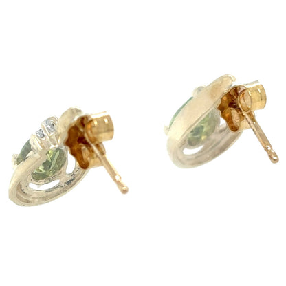 10k Yellow Gold Peridot & Diamond Earrings 1.2g
