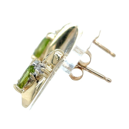 10k Yellow Gold Peridot & Diamond Earrings 1.2g