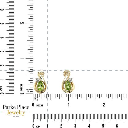 10k Yellow Gold Peridot & Diamond Earrings 1.2g