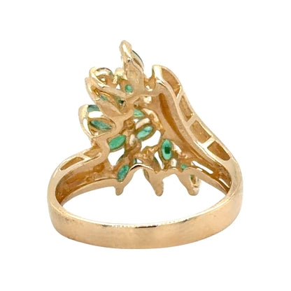 Emerald & Diamond 14k Yellow Gold Ring 4g Size 6.75