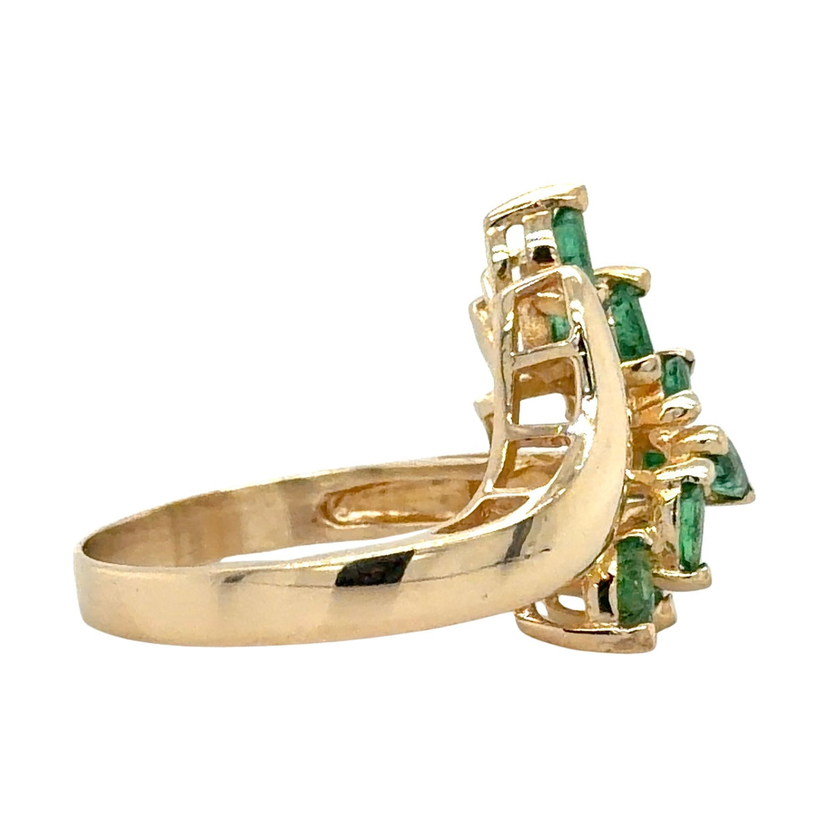 Emerald & Diamond 14k Yellow Gold Ring 4g Size 6.75