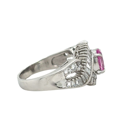 1.25ctw Pink Sapphire & Diamond Platinum Solitaire Ring Size 6 9.5g