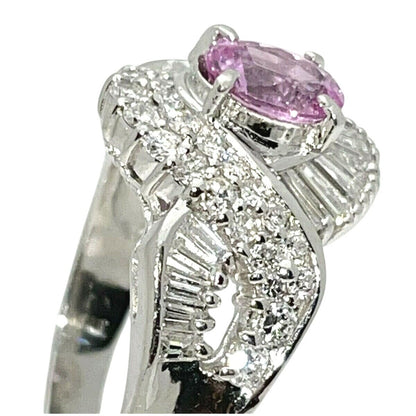 1.25ctw Pink Sapphire & Diamond Platinum Solitaire Ring Size 6 9.5g