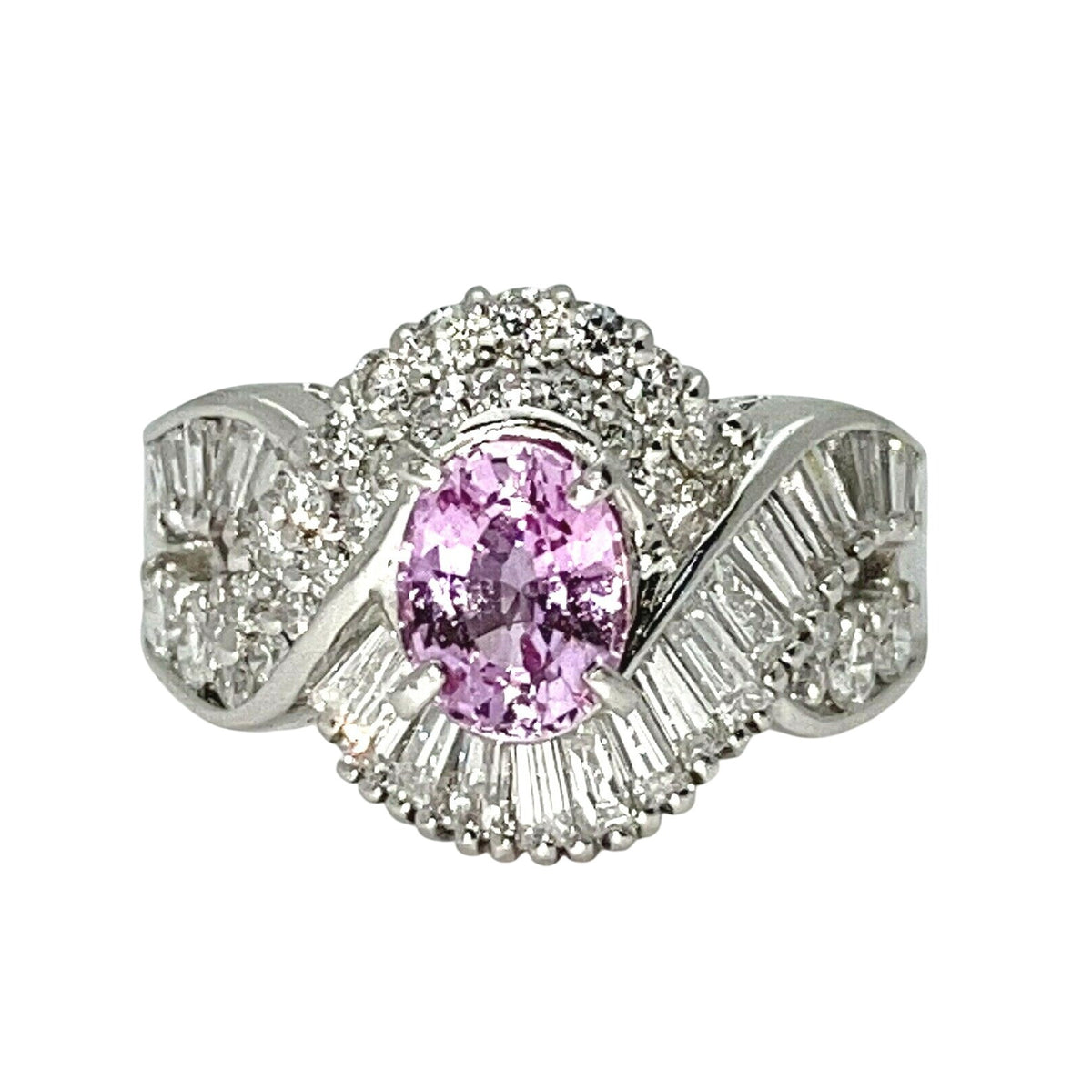 1.25ctw Pink Sapphire & Diamond Platinum Solitaire Ring Size 6 9.5g