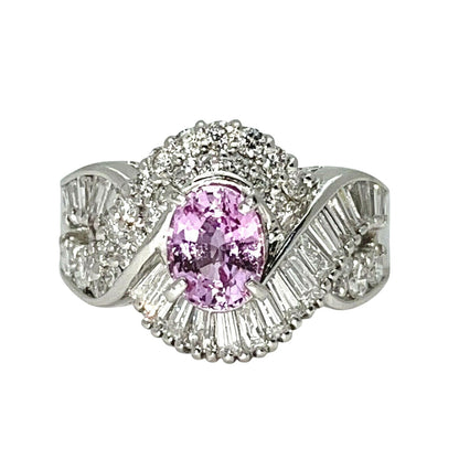 1.25ctw Pink Sapphire & Diamond Platinum Solitaire Ring Size 6 9.5g