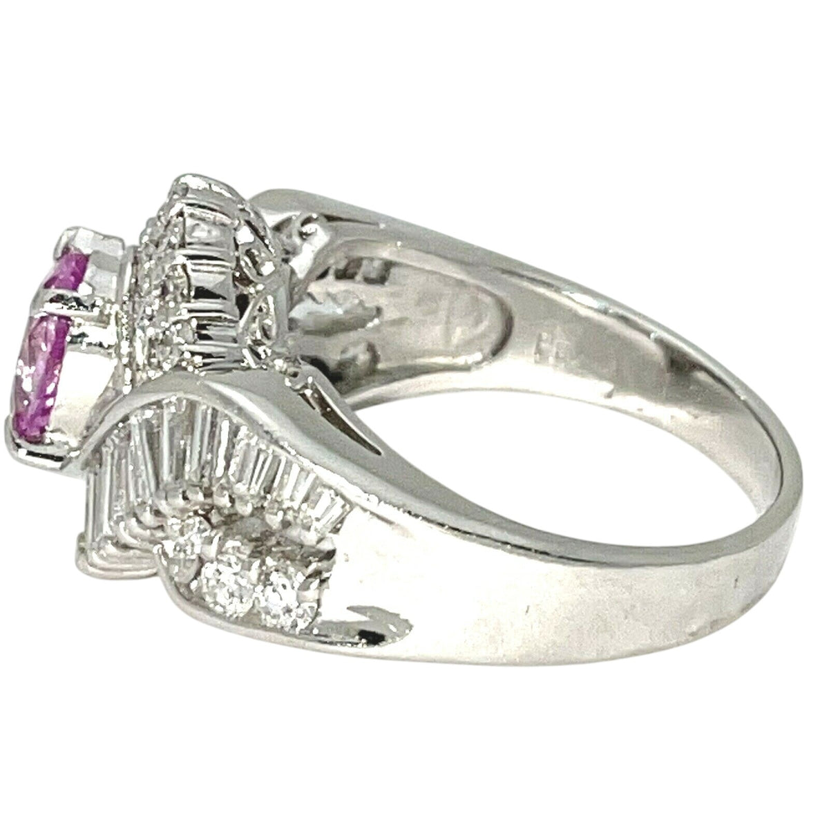 1.25ctw Pink Sapphire & Diamond Platinum Solitaire Ring Size 6 9.5g