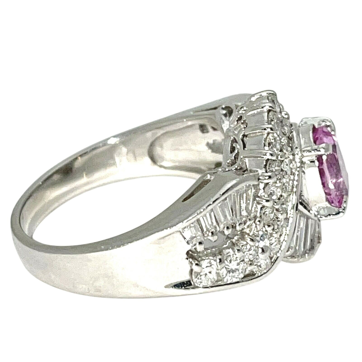 1.25ctw Pink Sapphire & Diamond Platinum Solitaire Ring Size 6 9.5g